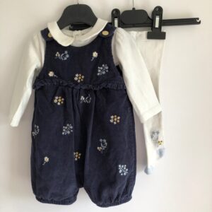 SP1174 - Tu 3 piece set - shorty dungarees, body & tights - age 3-6 months